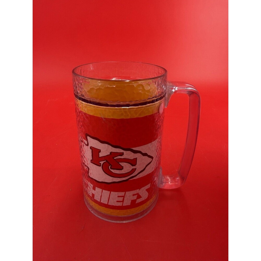 VTG Kansas City Chiefs KC Thermo-Serv 16oz Beer Mug Cup Glass Handle NFL Ice USA